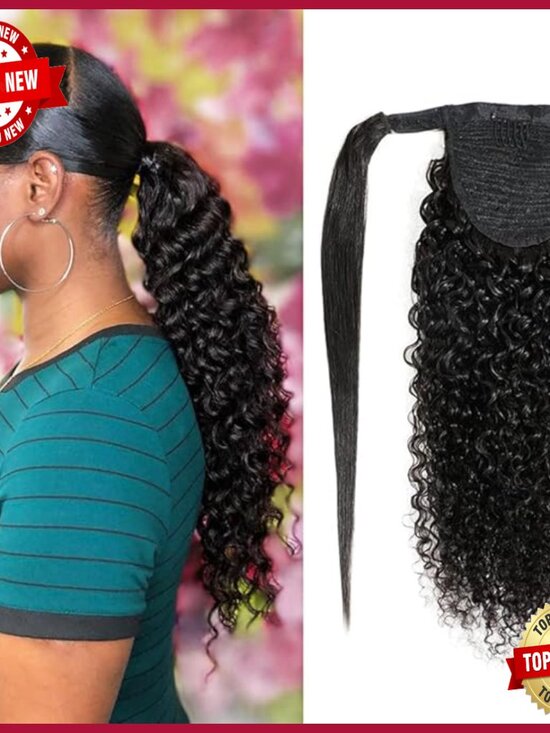 22 Inch Brazilian Human Hair Ponytail Extension Wrap Around Clip In 110g main image 4